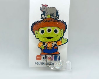 Toy Story Alien Woody Badge Reel: Retractable Nurse Teacher ID Badge