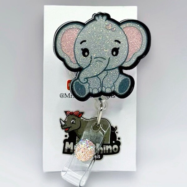 Baby elephant Retractable ID Badge Reel nurse teacher badge reel