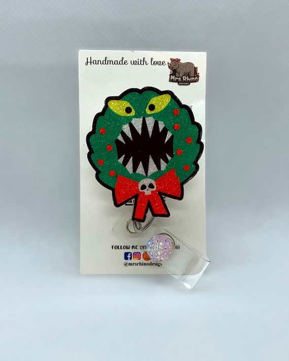 Nightmare Before Christmas Monster Wreath . Retractable ID Badge Reel Nurse  Teacher Badge Reel -  New Zealand