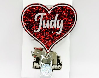 Personalized Heart Badge Reel, Nurse Teacher ID Reel