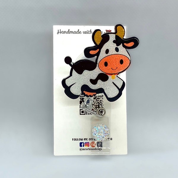 Cow jumping  Retractable ID Badge Reel nurse teacher badge reel