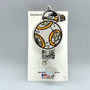 Bb8 badge reel . Retractable ID Badge Reel nurse teacher badge reel