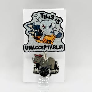 Dog ‘This Is Unacceptable!’ Badge Reel – Cartoon Glitter ID Holder, Sarcastic Work Accessory, Cute Retractable Clip for Nurses & teachers