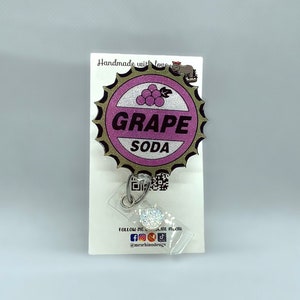 grape soda  Retractable ID Badge Reel nurse teacher badge reel