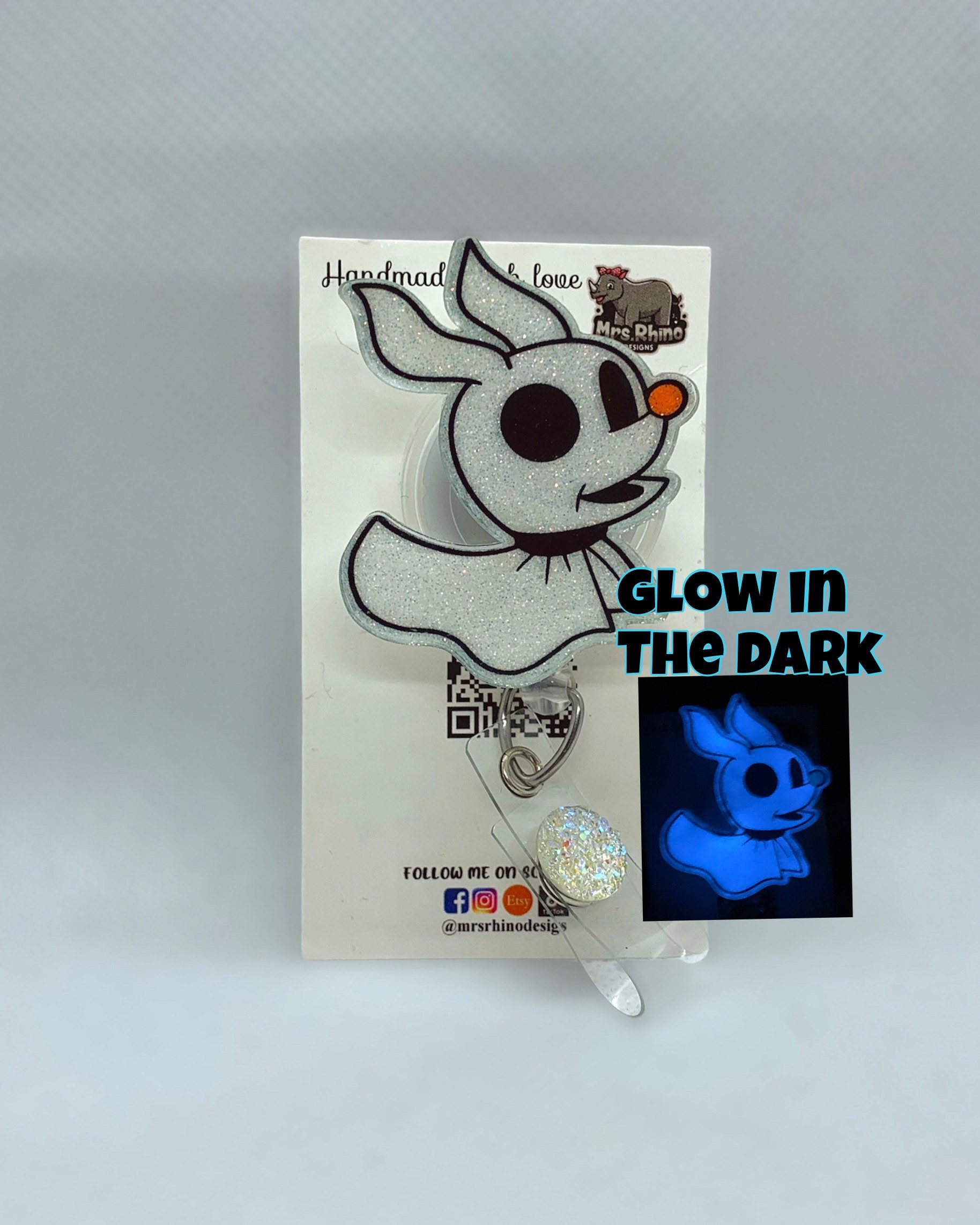 Zero nightmare before xmas glow in the dark Retractable ID Badge Reel…