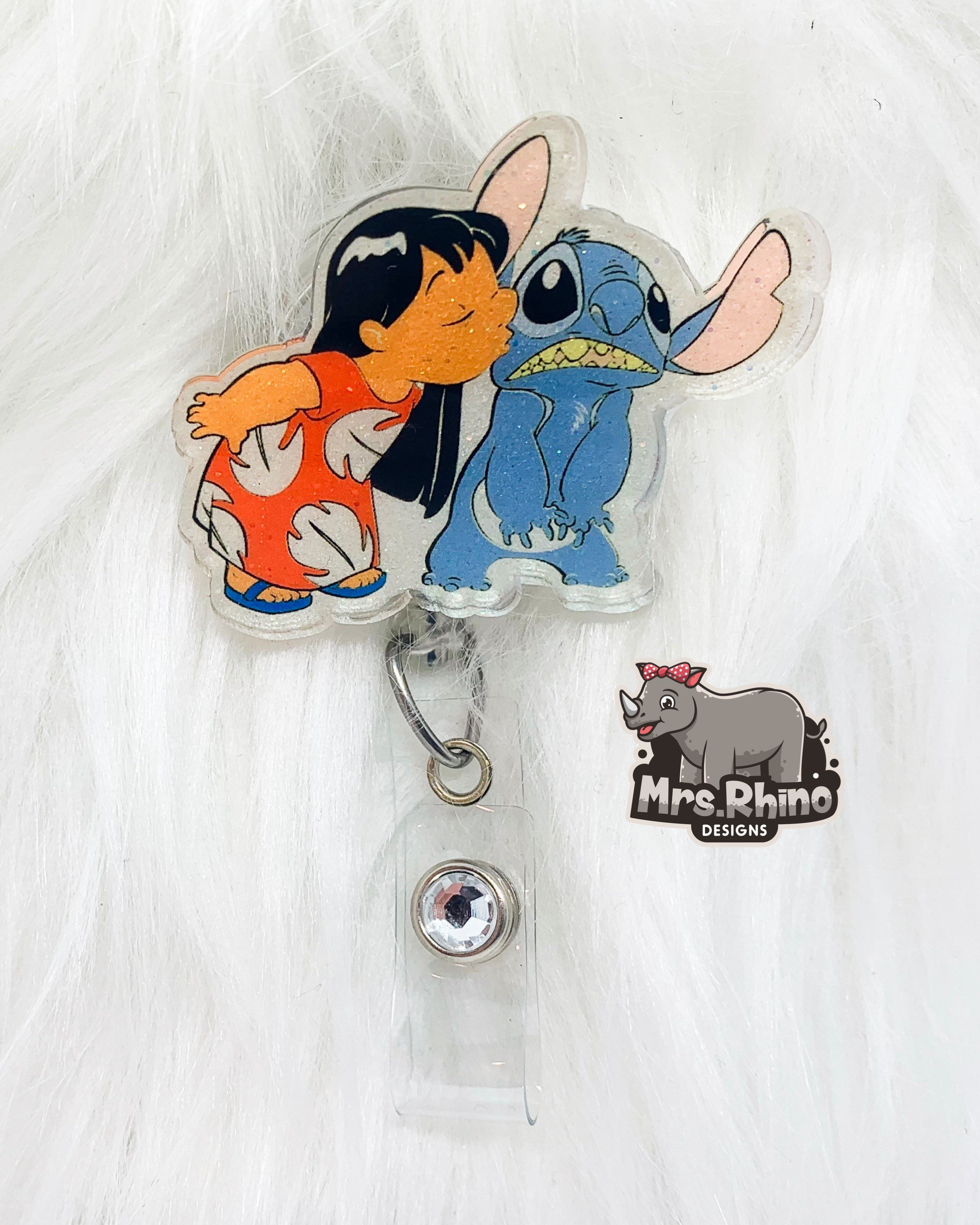 Lilo and Stitch Kiss Disney Badge Reel, Glitter Badge Reel, ID Badge Holder,  Retractable Badge Reel, Swivel Pinch Badge Reel, Glitter -  Finland