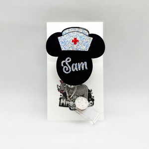 Personalized nurse Minnie Mouse inspired     Retractable ID Badge Reel nurse teacher badge reel