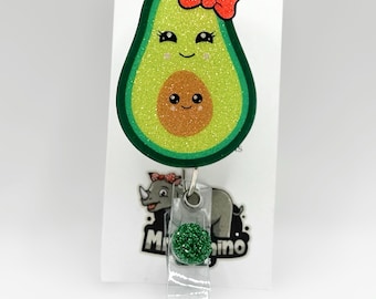 Avocado Glitter Retractable ID Badge Reel: Nurse Teacher Badge