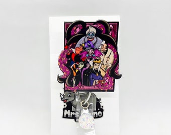 Villains Retractable ID Badge Reel: Yzma, Ursula, Cruella, Maleficent