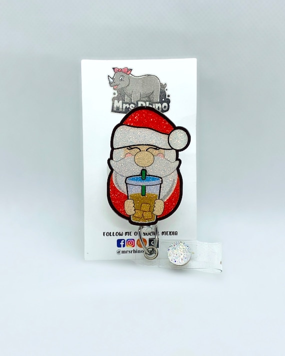 Buy Santa Claus Iced Coffee Christmas Winter Retractable ID Badge Reel  Nurse Teacher Badge Reel Online in India 