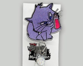 Yzma Cat Emperor's New Groove Retractable ID Badge Reel: Handmade Nurse Teacher Badge
