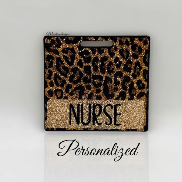Leopard Print Glitter Badge Buddy: ID Holder
