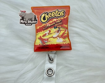 Hot Cheetos Bag Retractable ID Badge Reel: Handmade Nurse Teacher Badge