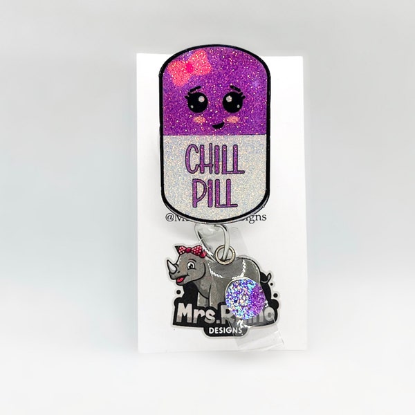 Chill pill   Retractable ID Badge Reel nurse teacher badge reel