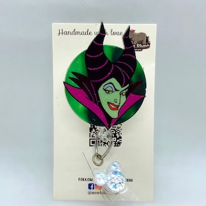 maleficent  retractable ID Badge Reel nurse teacher badge reel