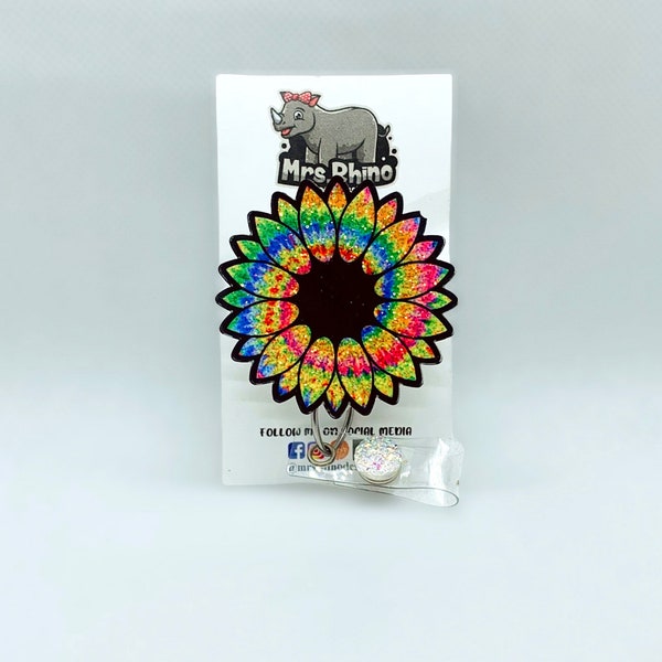Carrete retráctil para credencial de enfermera y maestra con diseño de girasol y teñido anudado