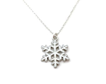 Snowflake Charm - Silver Necklace - Resin Charm Handmade Jewelry