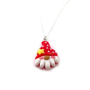 Gnome Charm Troll Pendant Silver Necklace - Resin Charm Handmade Jewelry - Gift for Her