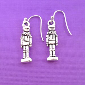 Nutcracker Earrings - Nutcracker Charms -  Sterling Silver Earrings - Silver Jewelry - Silver Nutcracker Earrings - Nutcracker Silver Charms