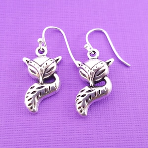Fox Earrings - Cute Fox Earrings -  Sterling Silver Earrings - Silver Jewelry - Gift for Her - Fox Charms - Fox Silver Earrings - Silver Fox