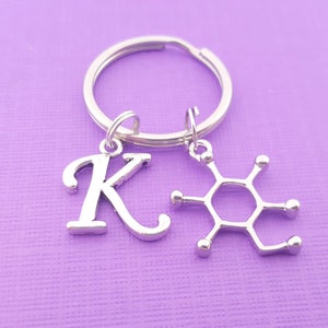 Glucose Keychain - Chemistry Molecule - Personalized Initial Keychain - Custom Key Chain - Personalized Science Gift - Biochemistry Gift