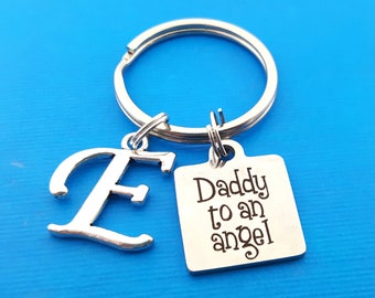 Daddy To An Angel Key Chain - Personalized Initial Keychain - Personalized Gift - Gift for Him/her - Daddy To An Angel - Memorial Key Chain