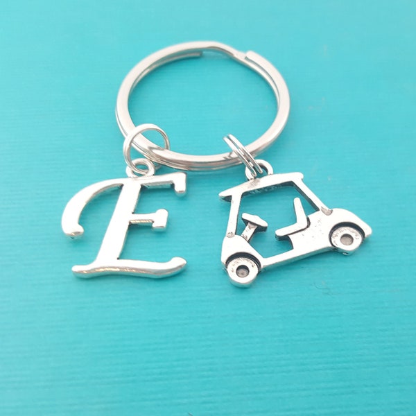Golf Cart Keychain - Golfing Gift - Personalized Keychain - Initial Keychain - Custom Key Chain - Personalized Gift - Gift for Him / Her