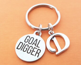 Goal Digger Keychain - Personalized Keychain - Initial Keychain - Custom Key Chain - Personalized Gift - Gift for Him / Her