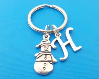 Snowman Keychain - Personalized Keychain - Initial Keychain - Custom Key Chain - Personalized Gift - Gift for Him / Her
