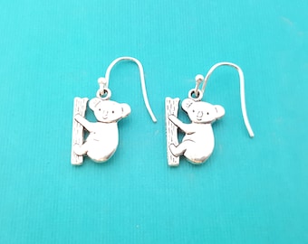 Koala Earrings - Koala Charms -  Sterling Silver Earrings - Silver Jewelry - Silver Koala Earrings - Koala Silver Charms - Koala Silver