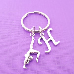 Gymnast Keychain - Gymnast Gift - Personalized Keychain - Initial Keychain - Custom Key Chain - Personalized Gift - Gift for Him / Her