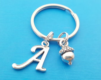 Acorn Keychain - Personalized Initial Key Chain - Custom Key Chain - Personalized Gift - Raleigh Gift - Gift for Him / Her