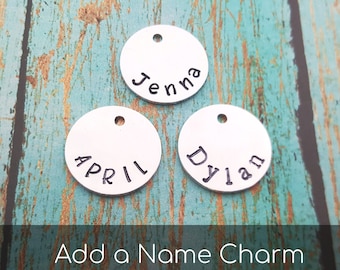 Add a Hand Stamped Name Charm - Silver Aluminum Hand Stamped DIsc