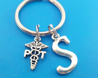 Physical Therapist Charm - Personalized Keychain - Initial Keychain - PT Charm - Key Chain - Gift - Custom Keychain - Physical Therapist