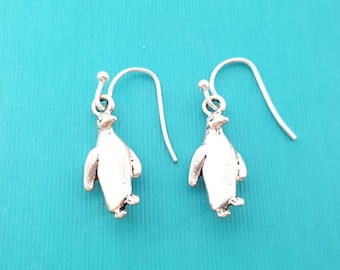 Penguin Earrings - Penguin Charms -  Sterling Silver Earrings - Silver Jewelry - Silver Penguin Earrings - Penguin Charms - Silver - Penguin