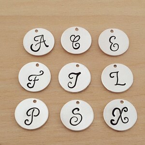 Initial Charm Add On -  Choose Your Initial - Custom Initial Charm - Hand Stamped Letter - Initial Charm Disc Alphabet Silver Letter Charm