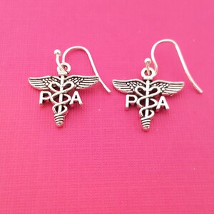 Physician Assistant Earrings - PA Charms -  Sterling Silver Earrings - Silver Jewelry - Silver Physician Assistant Earrings - PA Earrings
