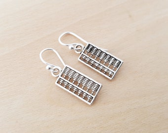 Abacus Earrings - Math Teacher Charm Earrings -  Sterling Silver Earrings - Silver Jewelry - Gift for Her