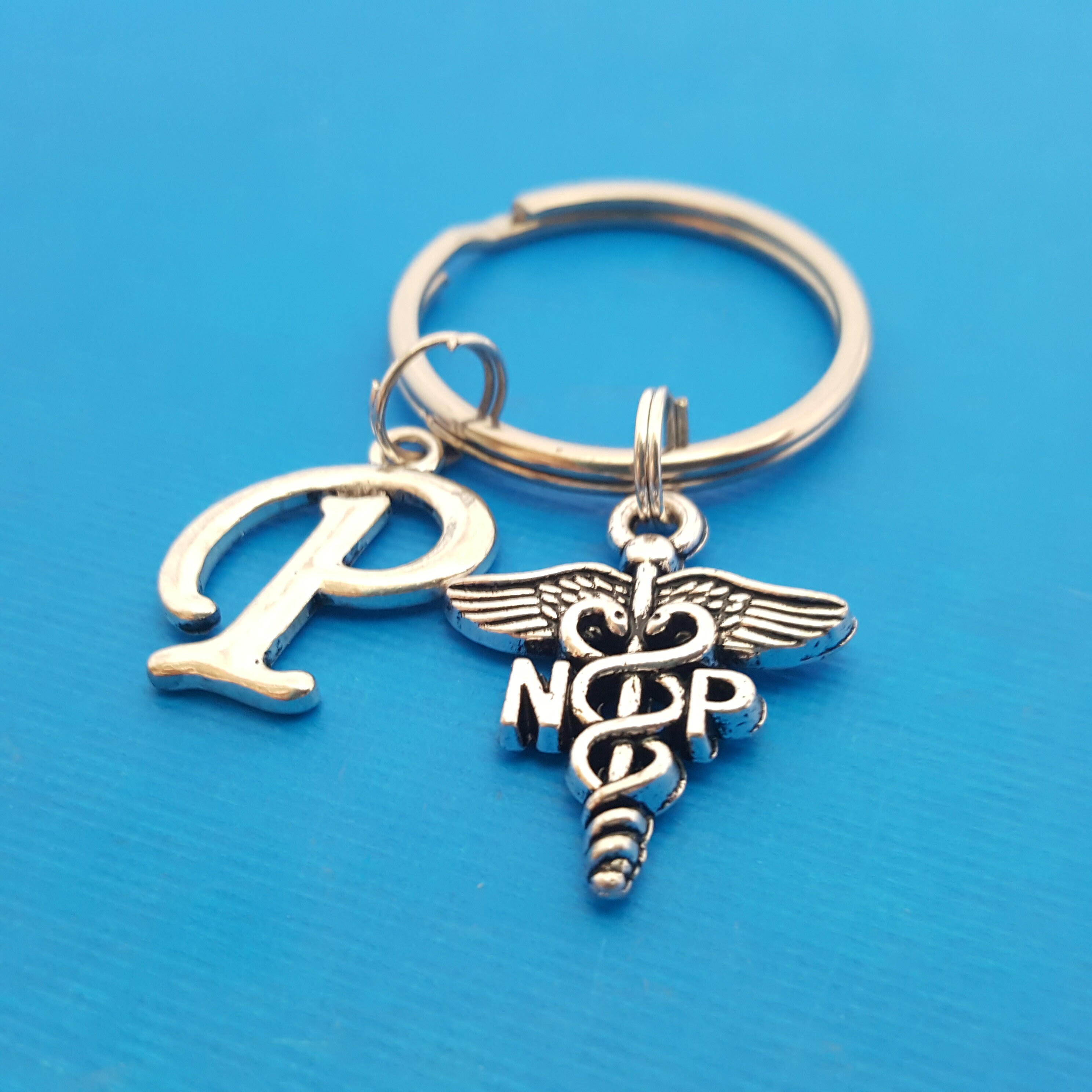 Nurse Practitioner Charm - Personalized Key Chain - Initial Key Chain ...
