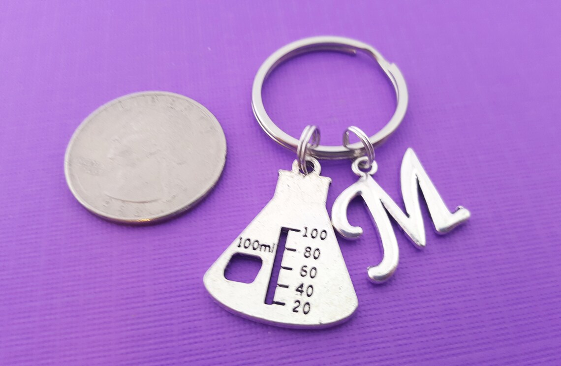 Beaker Keychain Chemistry Charm Personalized Key Chain Etsy
