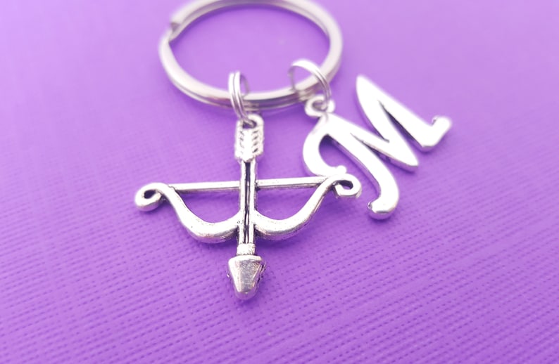Bow and Arrow Archery Key Chain - Personalized Initial Key Chain ...