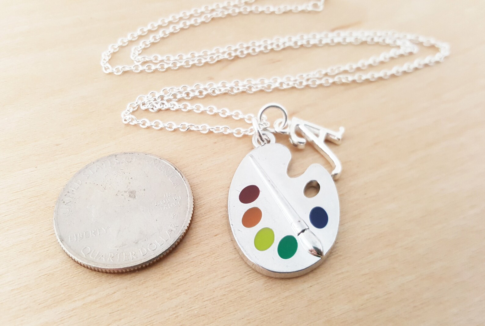 Paint Palette Charm Necklace Artist Charm Personalized Etsy
