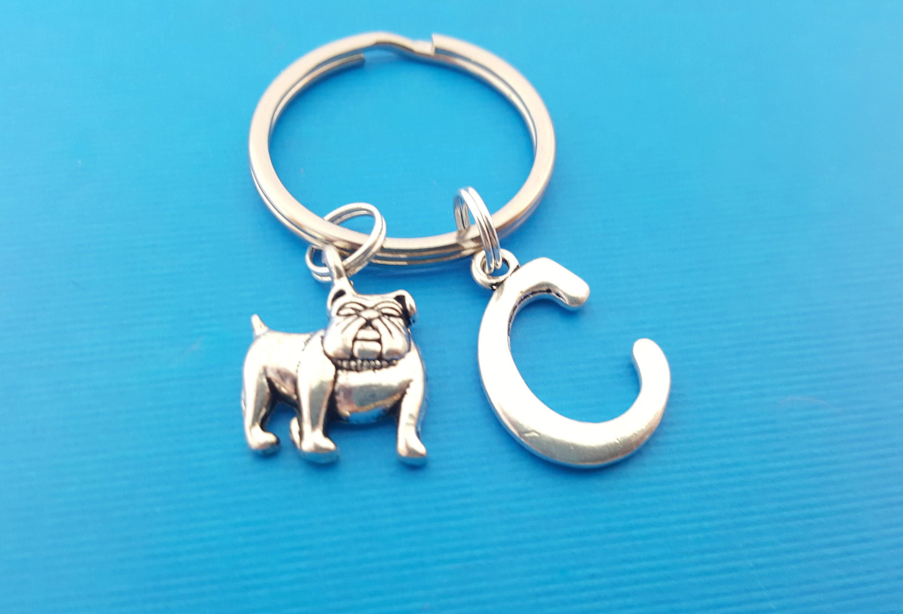 1pc Men's Blue Sitting Dog Shaped Keychain & Lovely Lady Bulldog Shaped Key  Ring & Bag Charm, Suitable For Couples & Daily Use