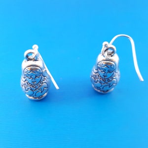 Matryoshka Doll Earrings - Matryoshka Dolls Charms -  Sterling Silver Earrings - Silver Jewelry - Silver Charms - Silver Matryoshka Dolls