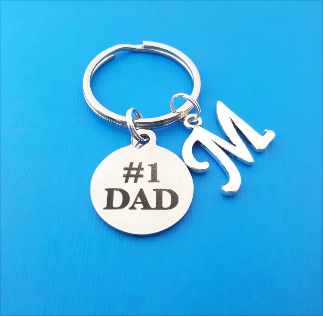 Number 1 Dad Charm - Personalized Key Chain - Initial Key Chain ...