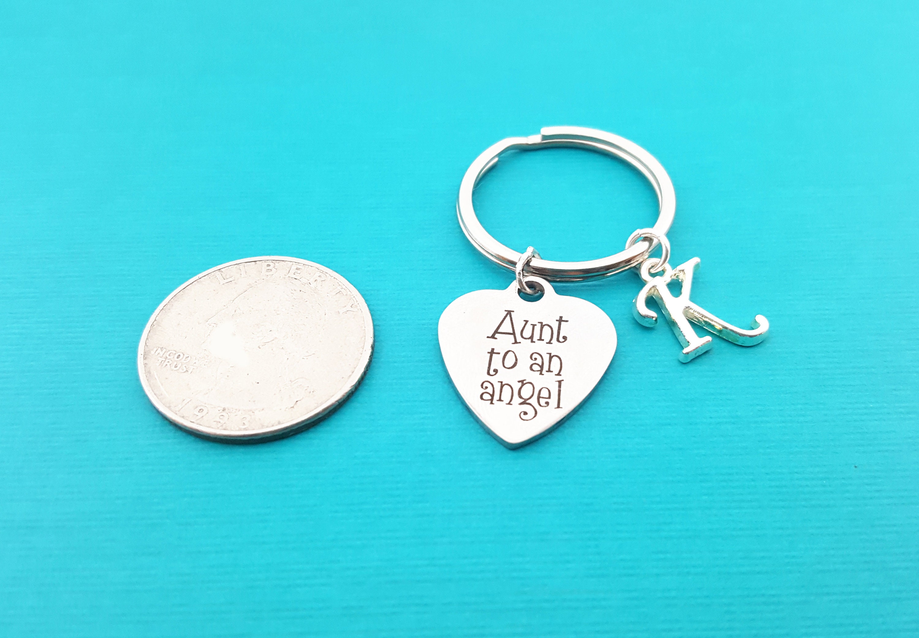 Aunt to an Angel Keychain - Personalized Keychain - Initial Keychain ...
