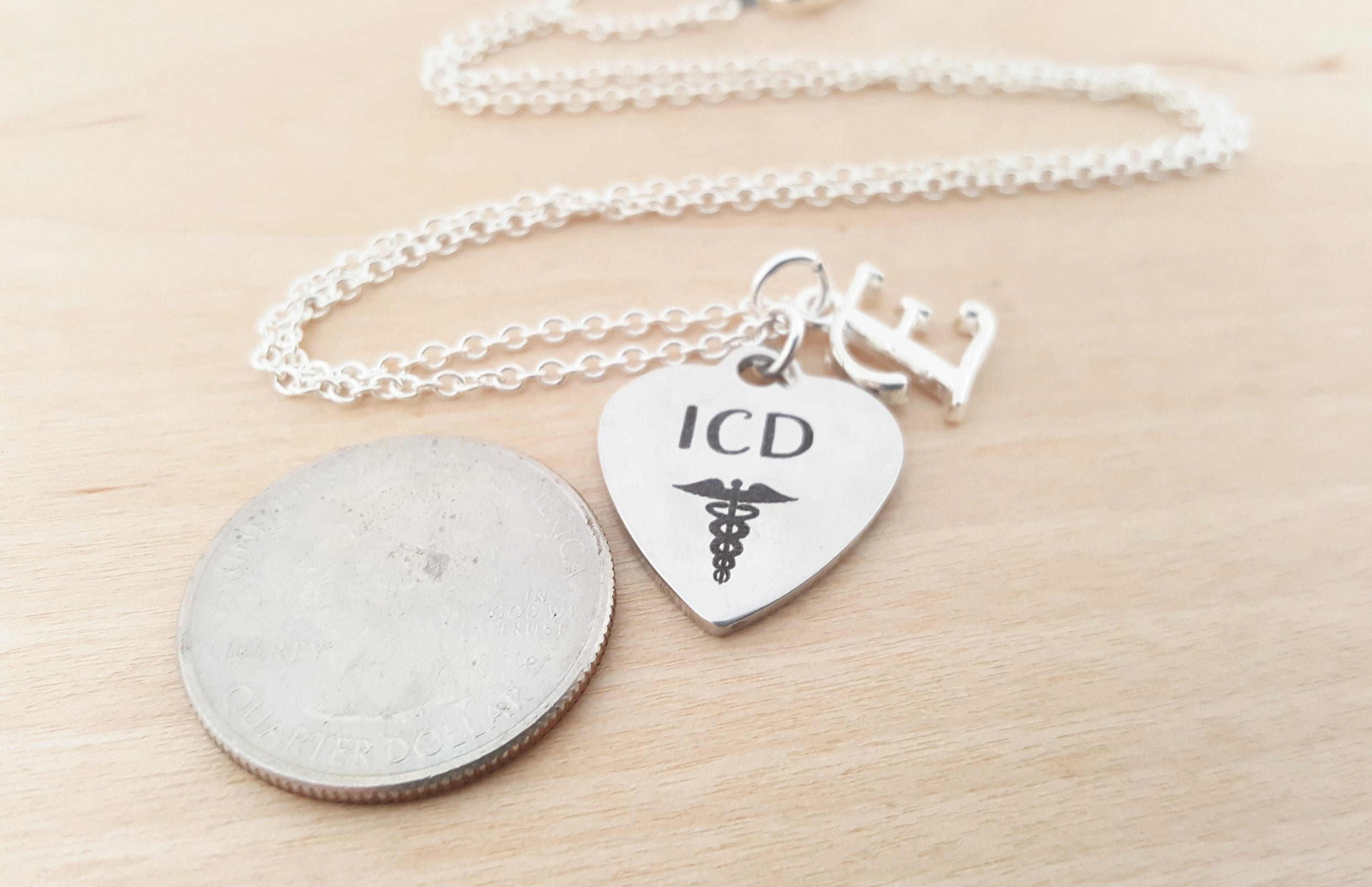 ICD Charm Necklace Medical Alert Necklace Personalized Etsy