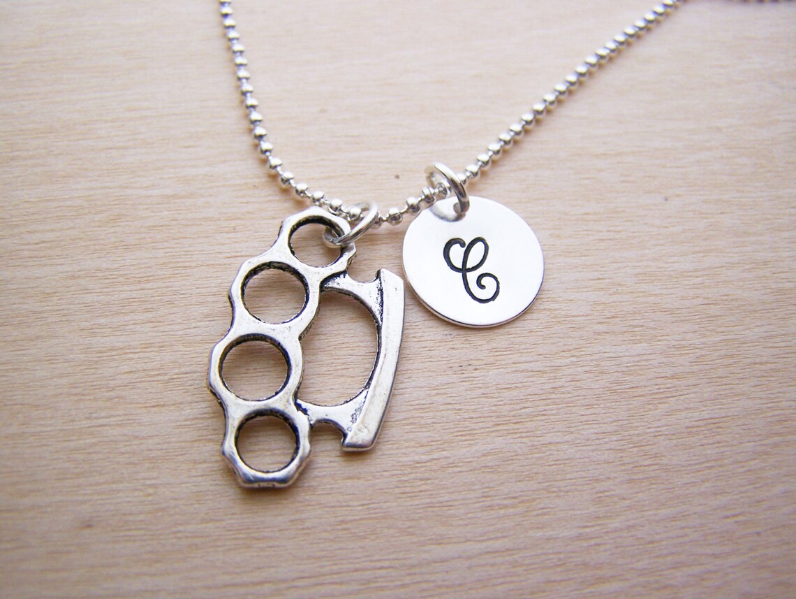 Brass Knuckles Necklace Personalized Necklace Custom Etsy