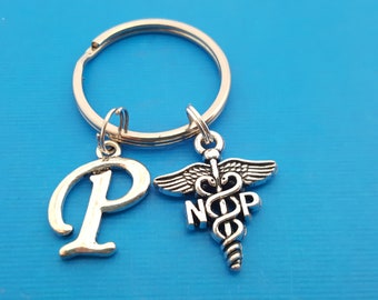 Nurse Practitioner charm - Personalized Key chain - Initial Key Chain - Custom Key Chain - Personalized Gift - Gift for Him/ Her