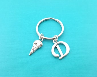 Ice Cream Key Chain  - Ice Cream Keychain -  Personalized Initial Keychain - Personalized Gift - Gift for Him / Her - Helado Charm